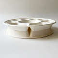 Compostable bagasse round tray 9-div bagasse serving tray