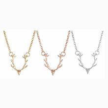 Golden antler silver deer clavicle Necklace simple fashion elk head rose gold alloy adjustable lovely animal Necklace women