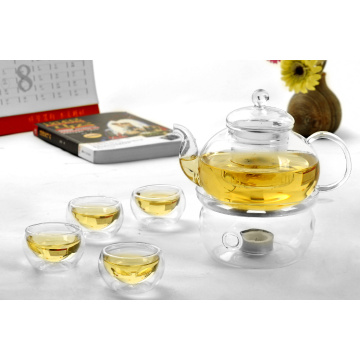 Juego de té de borosilicato, tetera de vidrio, taza de té resistente al calor