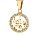 Sun And Moon Splicing Gold Stainless Steel Pendant