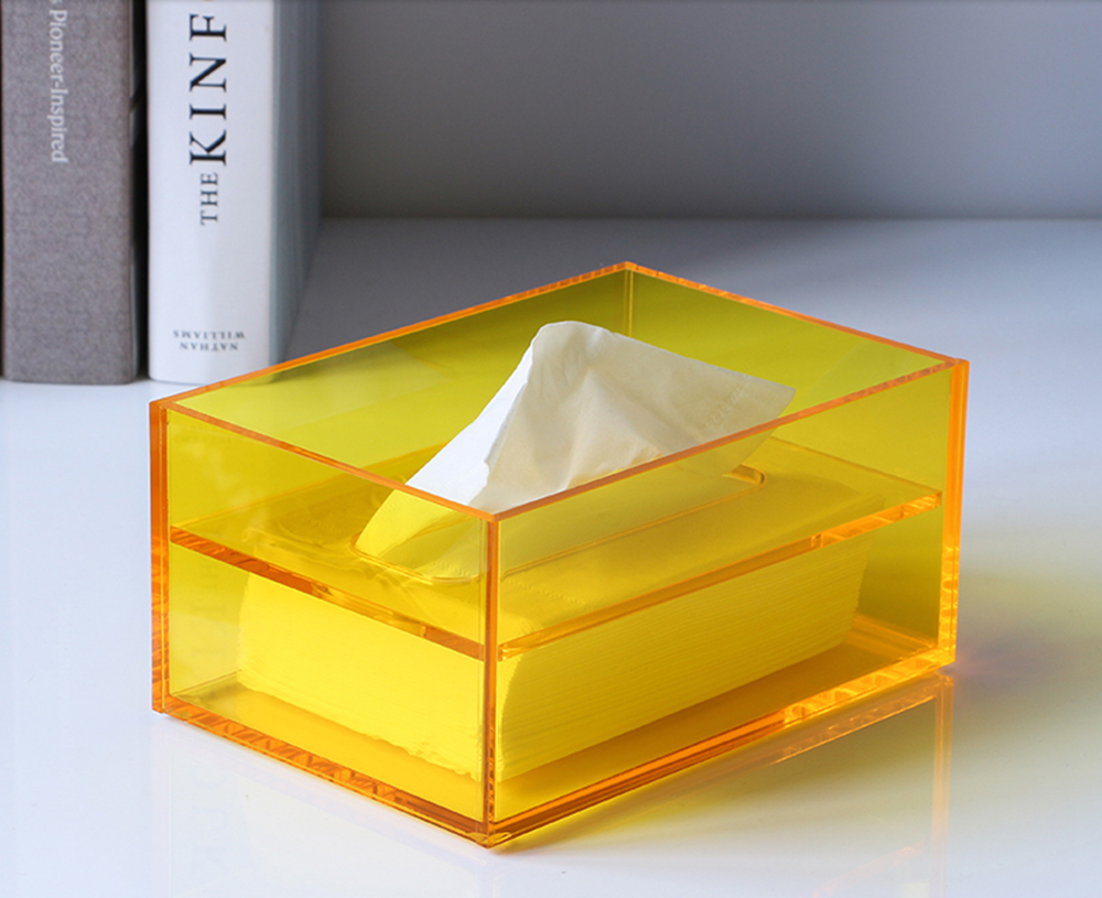 Acrylic Tissue Box Yellow