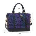 Large capacity high quality PU leather reflective foldable luminous geometric travel bag