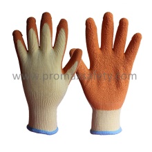 10 Gauge Beige Tc guantes de punto con naranja Crinkle Latex Palm Coated