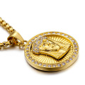 Hip Hop Crystal Gold Jesus Pendant Necklace