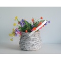 Round drum-like wash white rattan flower pot