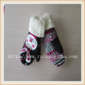 jacquard d'hiver fingerless gants de tricot