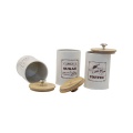 Set of 3 Metal Canister with Bamboo Lid