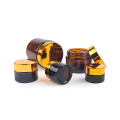 5ml amber glass cream jar with gold lid