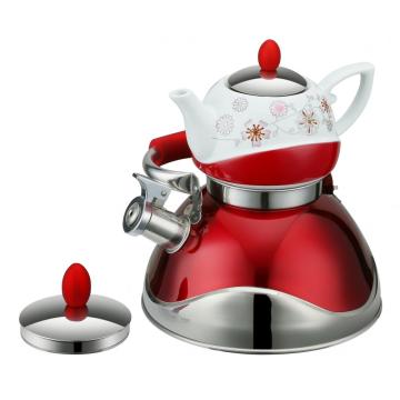 Double Houehold Elegant Red Whistling Kettle