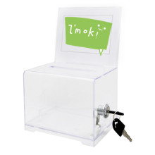 Boîte de dons en acrylique blanche de haute qualité avec panneau d&#39;insertion