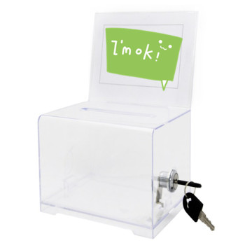 High Quality White Acrylic Donation Box with Insert Backboard