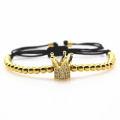 Nova moda Micro Pave pulseiras Popular Coroa Imperial zircônia cúbica charme feminino da trança de jóias de prata pulseiras Macrame.