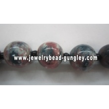 Blue black red and white color mix ball shape ceramic beads