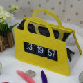 Yellow Mental Handbag Flip Clock
