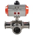 Clamp 3Way Double Acting Pneumatic Sanitary Ball Valve