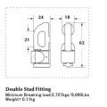 Doppelbolzenfitting mit ovaler Ringbruchkraft 2727 Kg