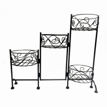 Hot Selling Decoração Múltiplo Metal Black Garden Flowerpot Rack