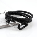 Mens leather wrap fish hook bracelet