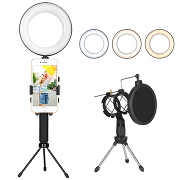 LED Ring Light with Microphone & Mobile-Phone Holder