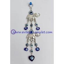 Blue Evil Eye with Lucky Two  Elephant Amulet Decoration Ornament