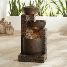 Rustic Outdoor Floor Water Fountain with LED Light