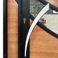Custom Modern Wood Wrought Iron Screen Pivot Doors