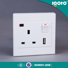 Igoto UK Standard 1gang 13A Prise commutée USB avec utilisation au néon pour la maison