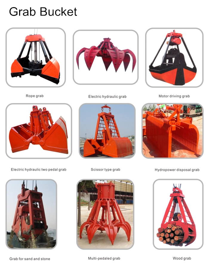 Mechanical hydraulic grab bucket for excavator crane