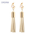 Handmade Womens Long Leather Tassel Earrings