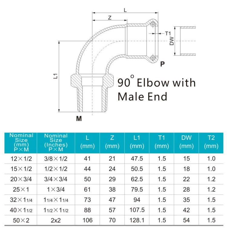 90elbow with male end