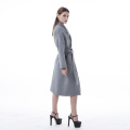 Haze grey lapel belt cashmere coat