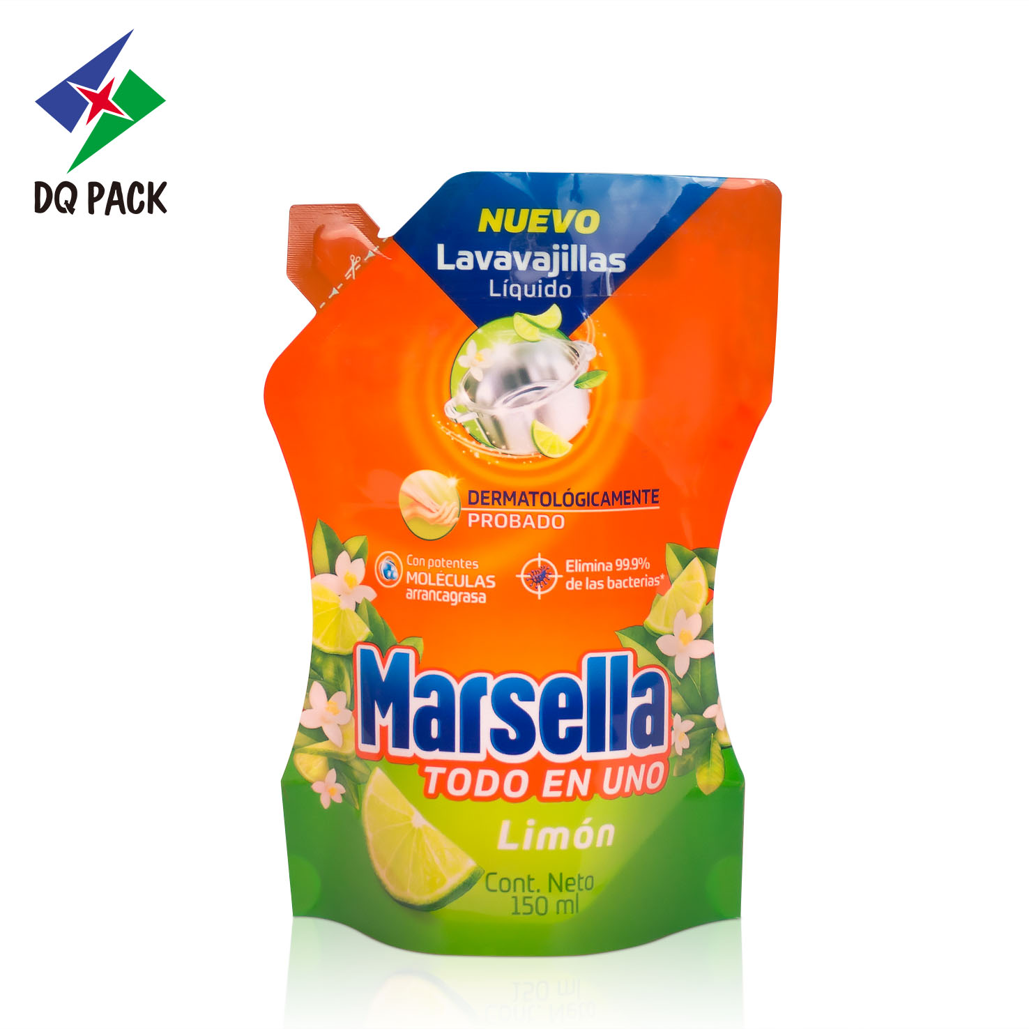 Liquid detergent stand up packaging bag