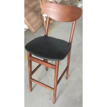 Modern Cafe Furniture Black PU Leather and Wood Legs High Bar Chairs for Sale