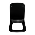 Asiento de inodoro negro Duroplast, suave cerca, forma cuadrada