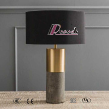 Decorativa Antique Brass Concrete Bedside Table / Desk Lamp, Hotel LED Lighting