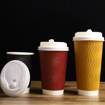 Impressão de alta qualidade personalizada descartável para viagem cappuccino expresso bebida quente xícaras de café de papel com tampas de 16 onças