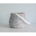 Round drum-like wash white rattan flower pot