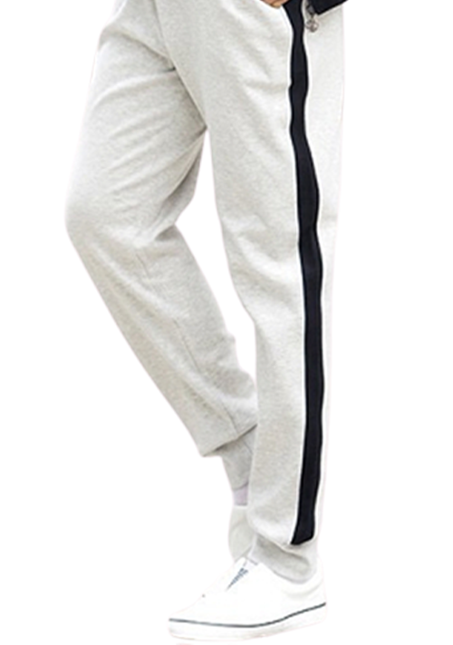 Mens Custom Side Stripe Baggy Cotton Sports Pants