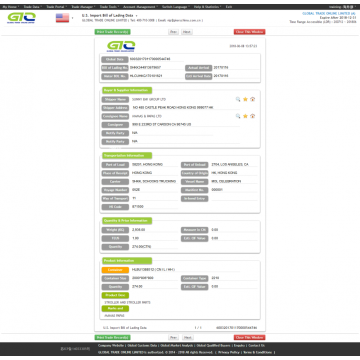 información de datos de importación de cochecito USA