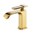 Brushed gold hot and cold washbasin faucet