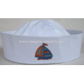 Flat embroidery custom white sailor cap for men