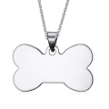 Osso de cão masculino estilo prata banhado pingente de aço inox dog tag