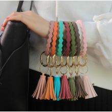 Wholesale Tassel Silicone Keychain Bracelet Wristlet Bangle