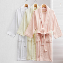 Embroidered Terry Bathrobe with Piping