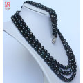 Fashion Black Natural Pearl Neckace Bracelet Sets (ES1317)