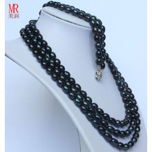 Moda Black Natural Pearl Neckace Bracelet Sets (ES1317)