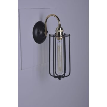 Cage Filament Aged Steel Wall Lamp (KM087W-1B)