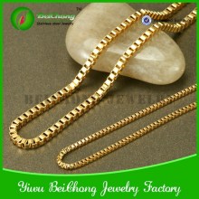 Ожерелье цепь коробки ювелирные изделия желтого золота стали 2 мм