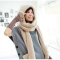 The New Lambs Wool 3in1 Winter Scarf with Hoodie and Gloves (66420)