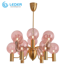 LEDER PInk Glass Chandelier Lamp